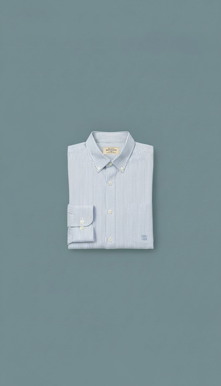 Folded light blue striped shirt