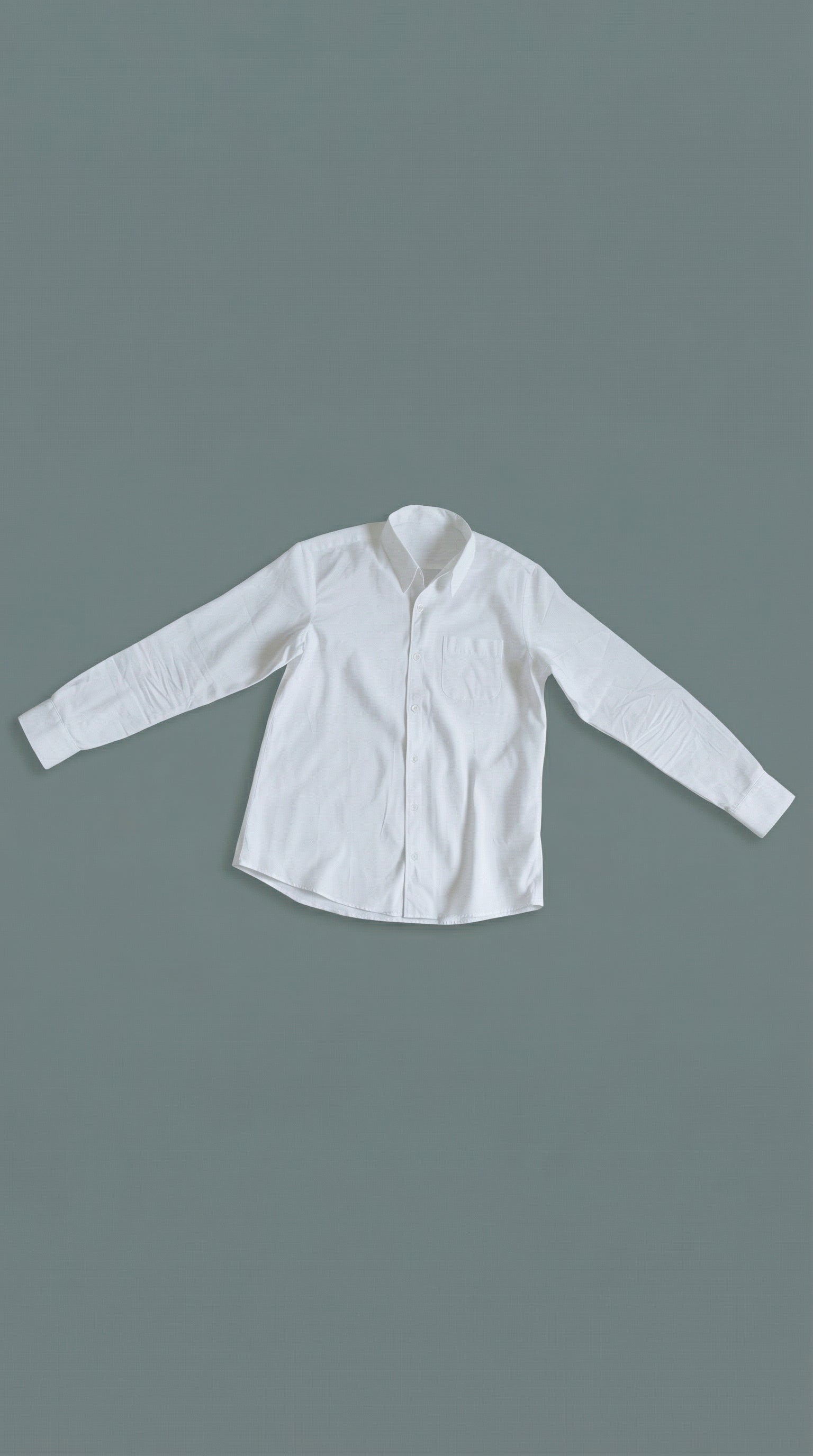 Flat lay white men shirt